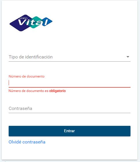 Página de Acceso a Unión Vital Resultados Radiología Después del 24 Julio 2023