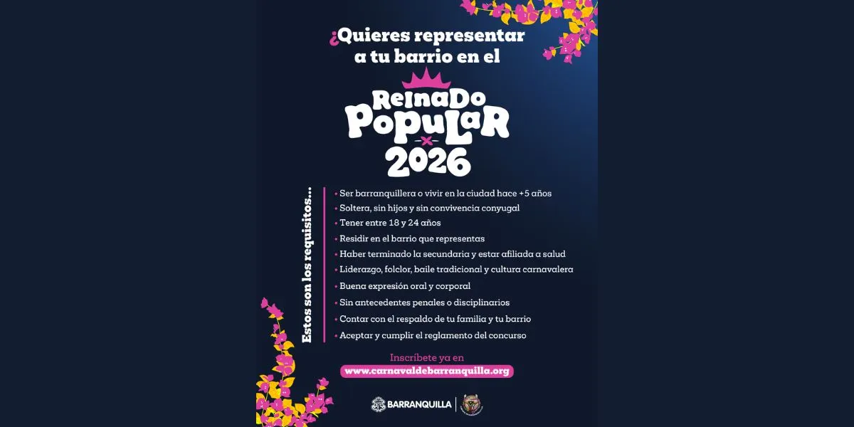 Carnaval de Barranquilla abre inscripciones para el Reinado Popular 2026